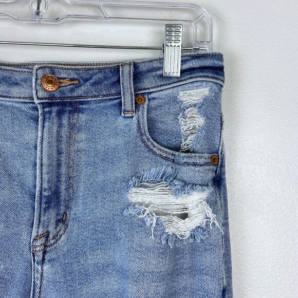 American Eagle Mom Jeans Distressed Medium Wash High Rise Stretch Size 4 Regular - Picture 6 of 13